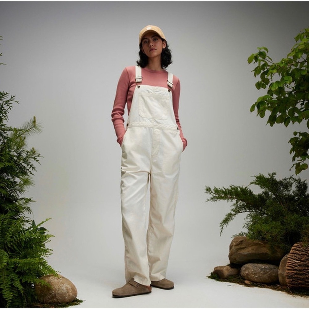 Alpine Design Womens Off White Relaxed Fit Cotton Denim Overalls ADW24904 Large